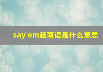 say em越南语是什么意思